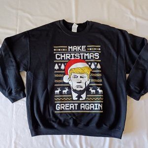 Donald Trump Christmas Black Sweatshirt Make Great Again Size XL Gildan